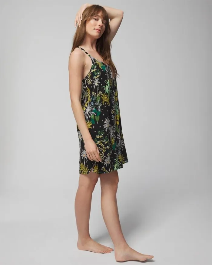 Soma Cool Nights Lace Chemise Oasis Palms Blackws Women Lingerie