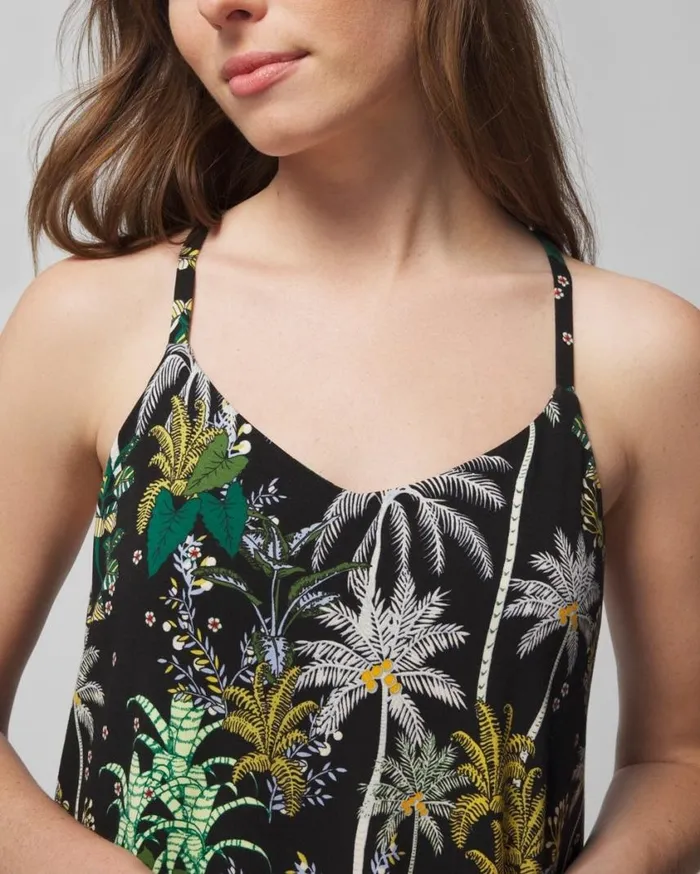 Soma Cool Nights Lace Chemise Oasis Palms Blackws Women Lingerie