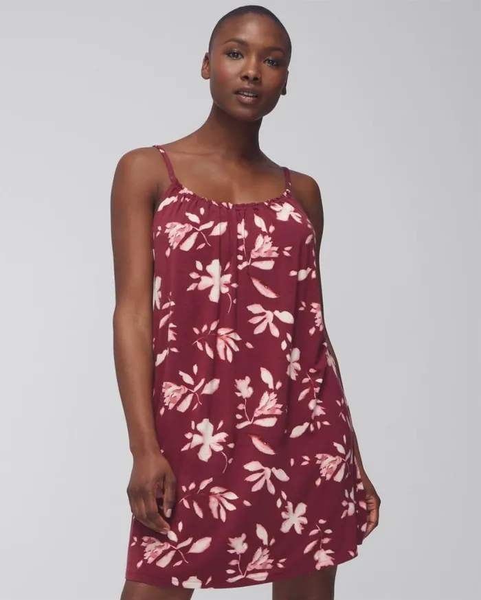 Soma Cool Nights Shirred Neck Chemise Budding Romance Vermill Women Matching Sets and Separates Soma Cool Nights Shirred Neck Chemise Budding Romance Vermill Women Matching Sets and Separates