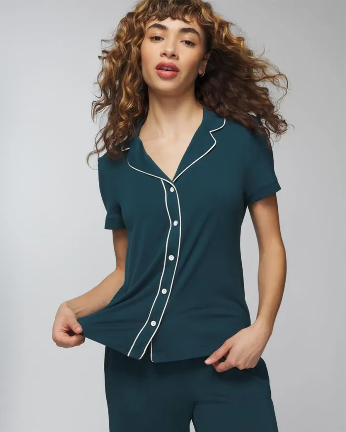 Soma Cool Nights Solid ShortSleeve Notch Collar Black Women Matching Sets and Separates Soma Cool Nights Solid ShortSleeve Notch Collar Black Women Matching Sets and Separates