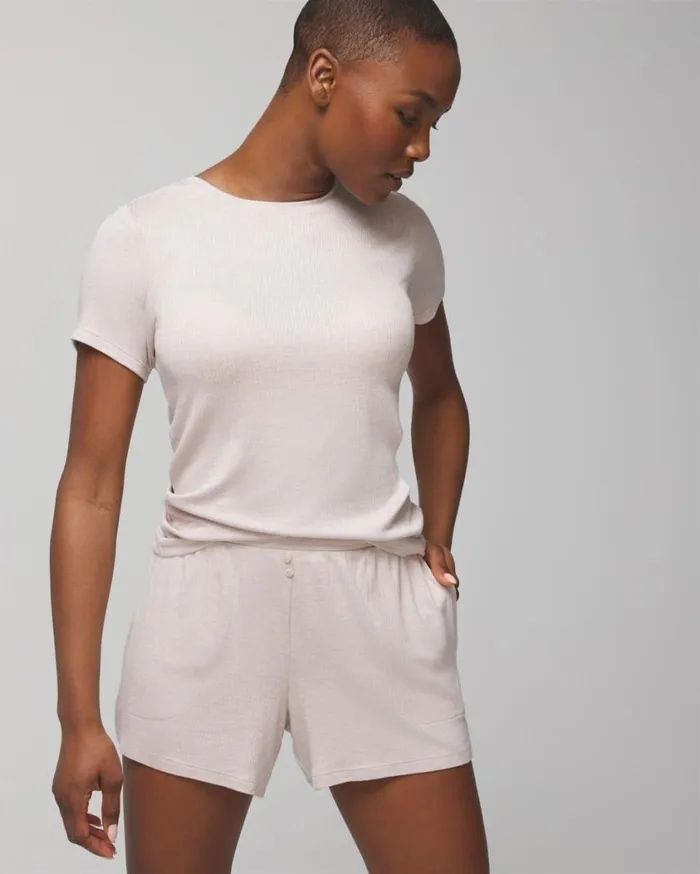 Soma Lightweight Rib Knit Shorts Heather Opal Gray Women Matching Sets and Separates Soma Lightweight Rib Knit Shorts Heather Opal Gray Women Matching Sets and Separates