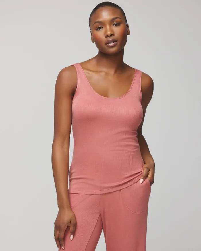 Soma Lightweight Rib Knit Tank Heather Barely There Women Matching Sets and Separates Soma Lightweight Rib Knit Tank Heather Barely There Women Matching Sets and Separates
