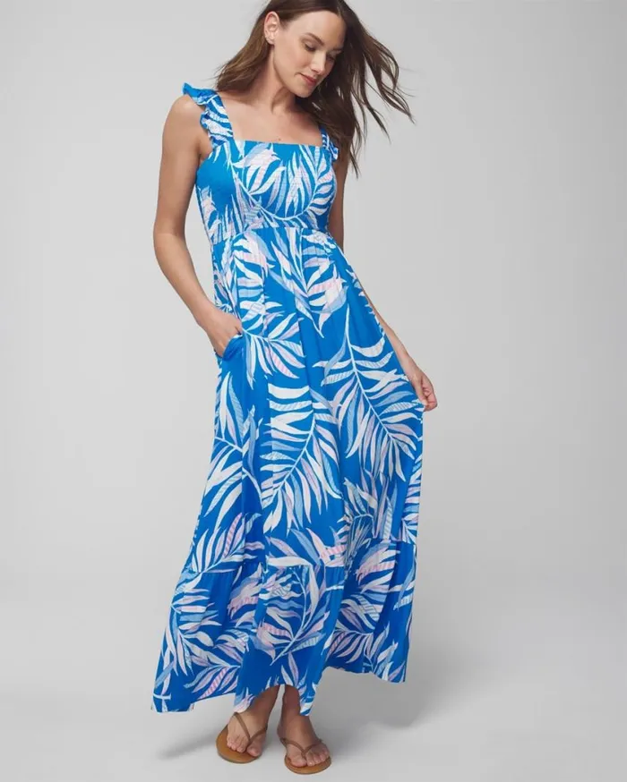 Soma Soft Jersey Smocked Flutter Sleeve Maxi Bra Dress Painted In Paradise G Nvy Women Long Dresses Soma Soft Jersey Smocked Flutter Sleeve Maxi Bra Dress Painted In Paradise G Nvy Women Long Dresses