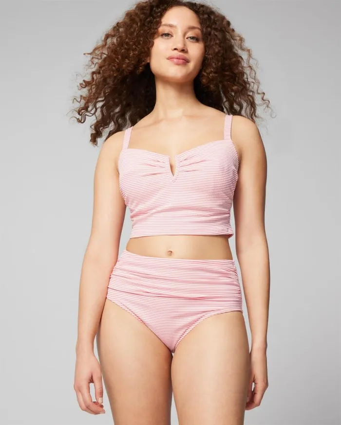 Soma Soma Swim Seersucker HighWaist Bottoms Blue Stripe Women Swim
