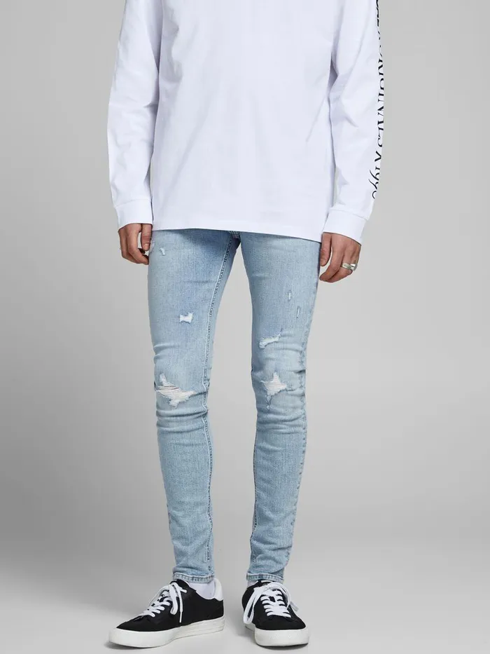 Spray On Jeans JACK and JONES Mens TOM ORIGINAL NA 411 SKINNY FIT JEANS Blue Blue Denim Spray On Jeans JACK and JONES Mens TOM ORIGINAL NA 411 SKINNY FIT JEANS Blue Blue Denim