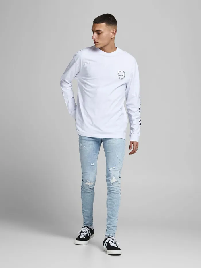 Spray On Jeans JACK and JONES Mens TOM ORIGINAL NA 411 SKINNY FIT JEANS Blue Blue Denim
