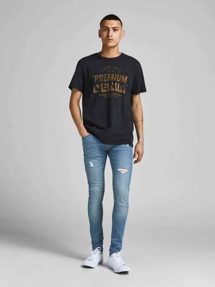 Spray On Jeans JACK and JONES Mens TOM ORIGINAL NA 417 SKINNY FIT JEANS Blue Blue Denim