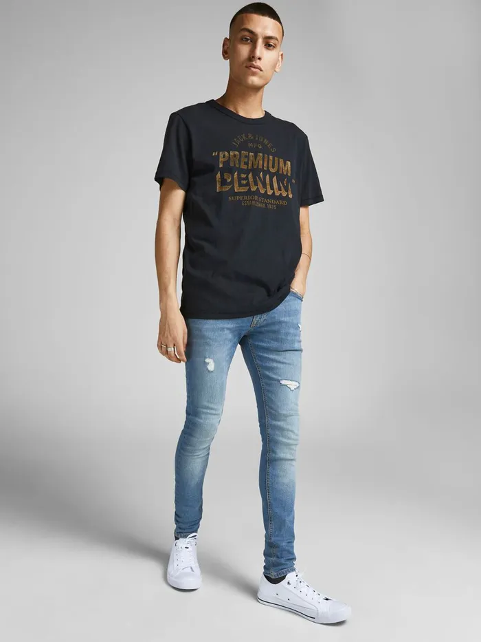 Spray On Jeans JACK and JONES Mens TOM ORIGINAL NA 417 SKINNY FIT JEANS Blue Blue Denim