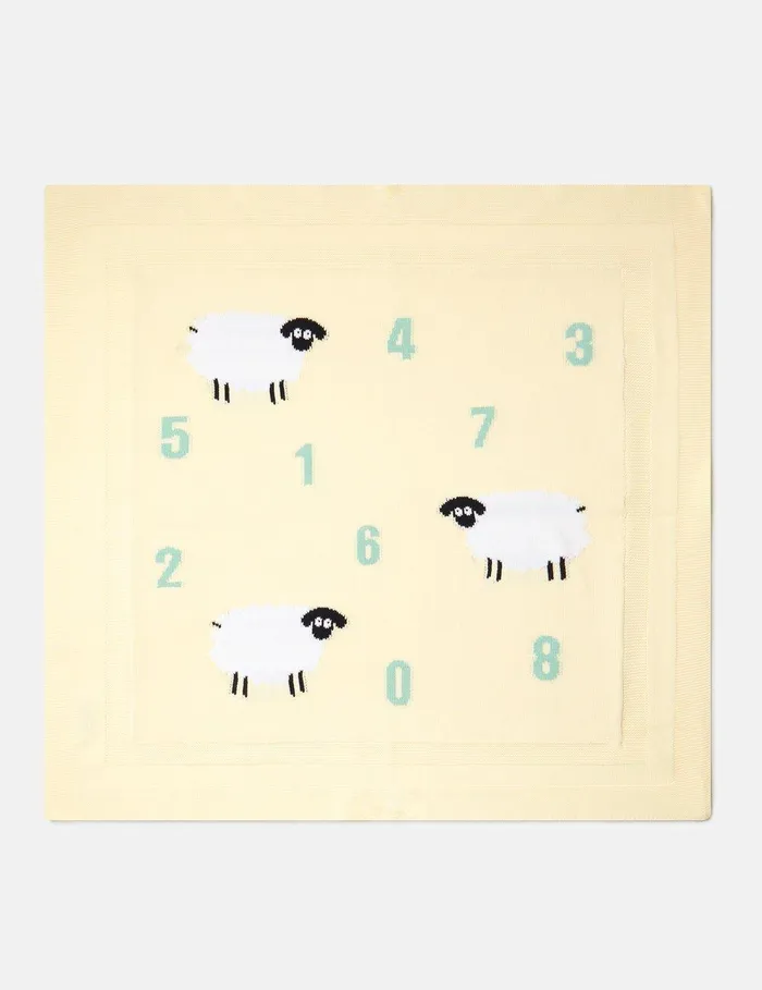 Stella McCartney Baby Boys Kids Sheep Pattern Reversible Blanket Blue And White