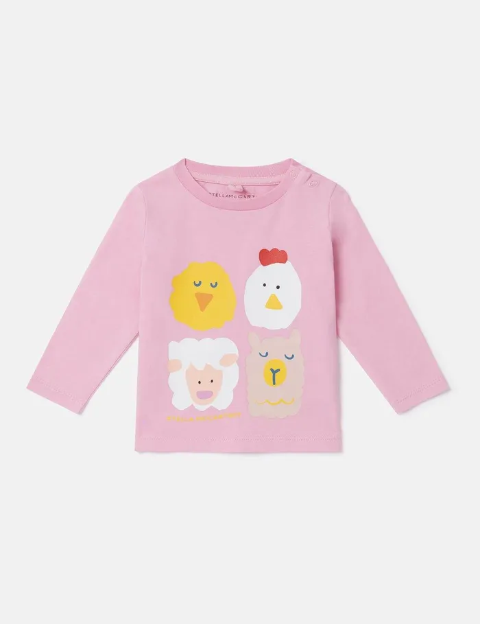 Stella McCartney Baby Girls Kids Animal Pattern LongSleeve TShirt Pink
