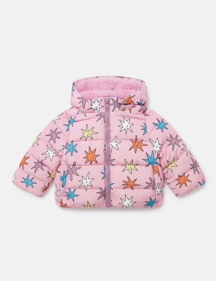 Stella McCartney Baby Girls Kids Bright Stars Puffer Coat Multicolor Pink