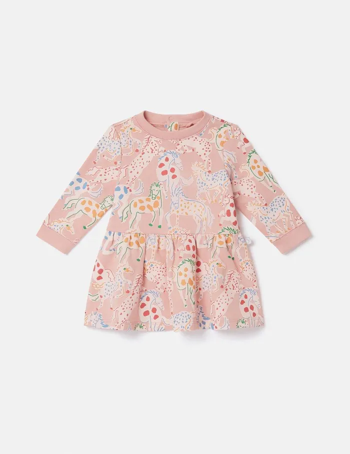 Stella McCartney Baby Girls Kids Horse Print LongSleeve Dress Multicolour