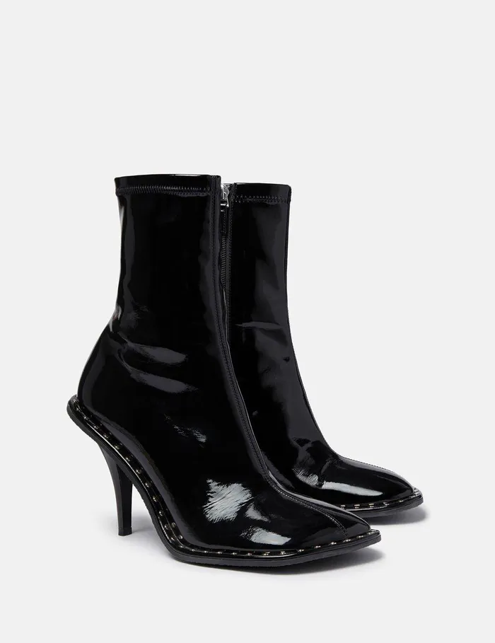 Stella McCartney Boots Women Ryder Lacquered Stiletto Ankle Boots Black Stella McCartney Boots Women Ryder Lacquered Stiletto Ankle Boots Black