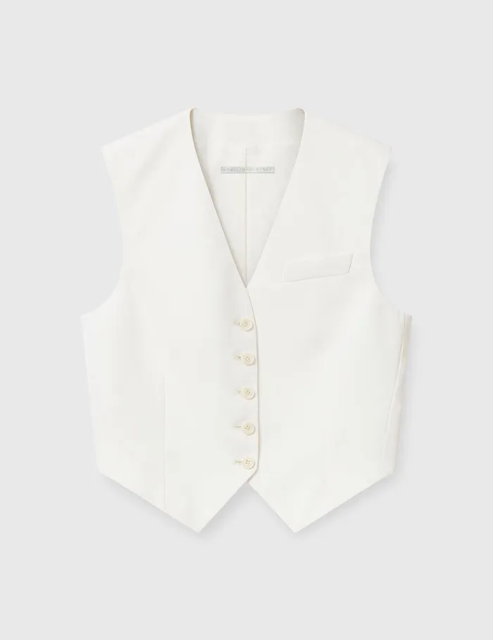 Stella McCartney Coats And Jackets Women Cropped Tailored Wool Vest Cream