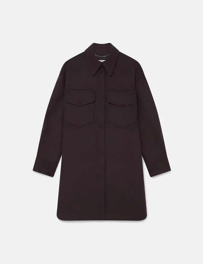 Stella McCartney Coats And Jackets Women DoubleFaced LongSleeve Shirt Chocolate Brown Stella McCartney Coats And Jackets Women DoubleFaced LongSleeve Shirt Chocolate Brown