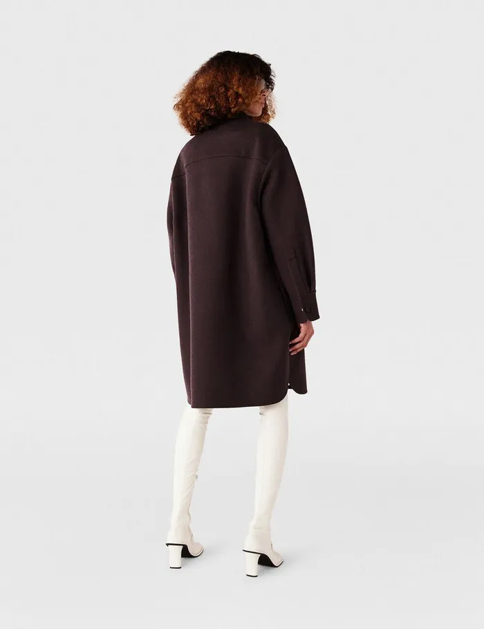 Stella McCartney Coats And Jackets Women DoubleFaced LongSleeve Shirt Chocolate Brown Stella McCartney Coats And Jackets Women DoubleFaced LongSleeve Shirt Chocolate Brown