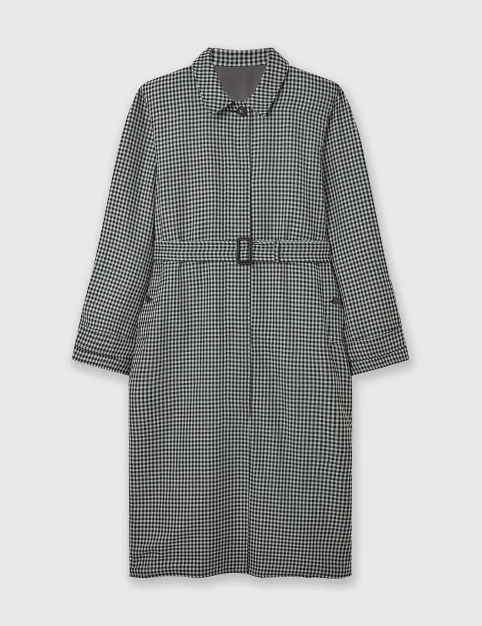 Stella McCartney Coats And Jackets Women Oversized Check Belted Trench Coat Cream And Black Stella McCartney Coats And Jackets Women Oversized Check Belted Trench Coat Cream And Black