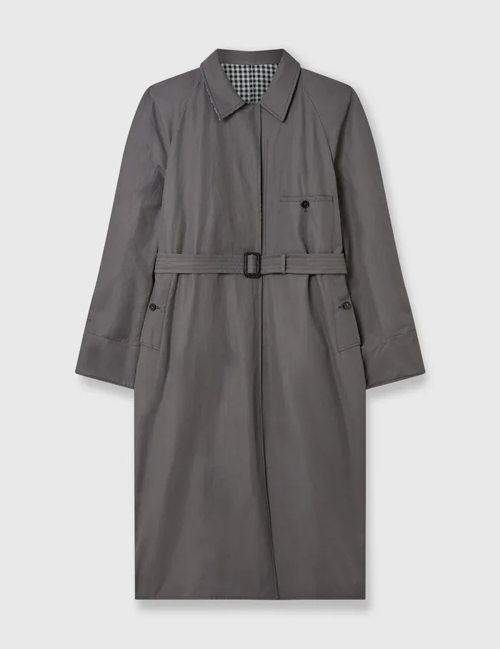 Stella McCartney Coats And Jackets Women Oversized Check Belted Trench Coat Cream And Black Stella McCartney Coats And Jackets Women Oversized Check Belted Trench Coat Cream And Black