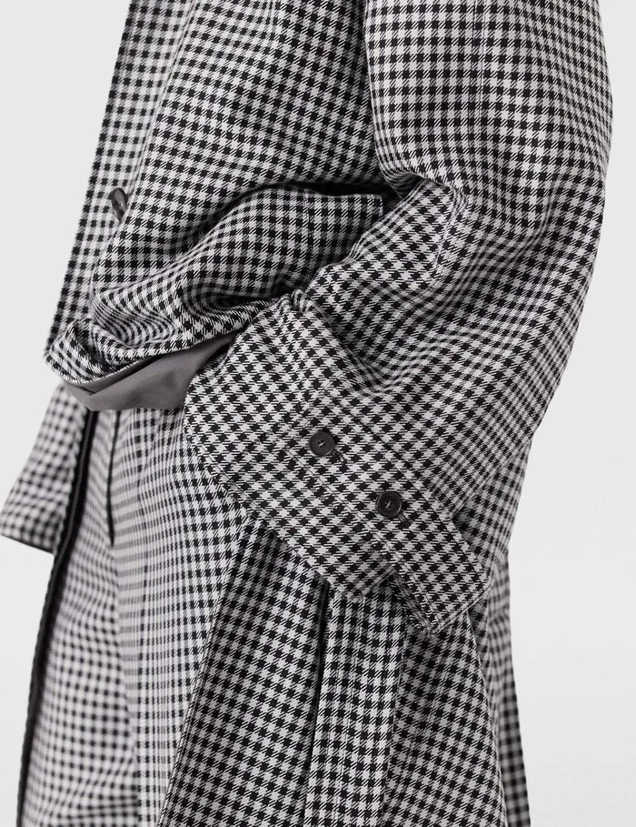 Stella McCartney Coats And Jackets Women Oversized Check Belted Trench Coat Cream And Black Stella McCartney Coats And Jackets Women Oversized Check Belted Trench Coat Cream And Black