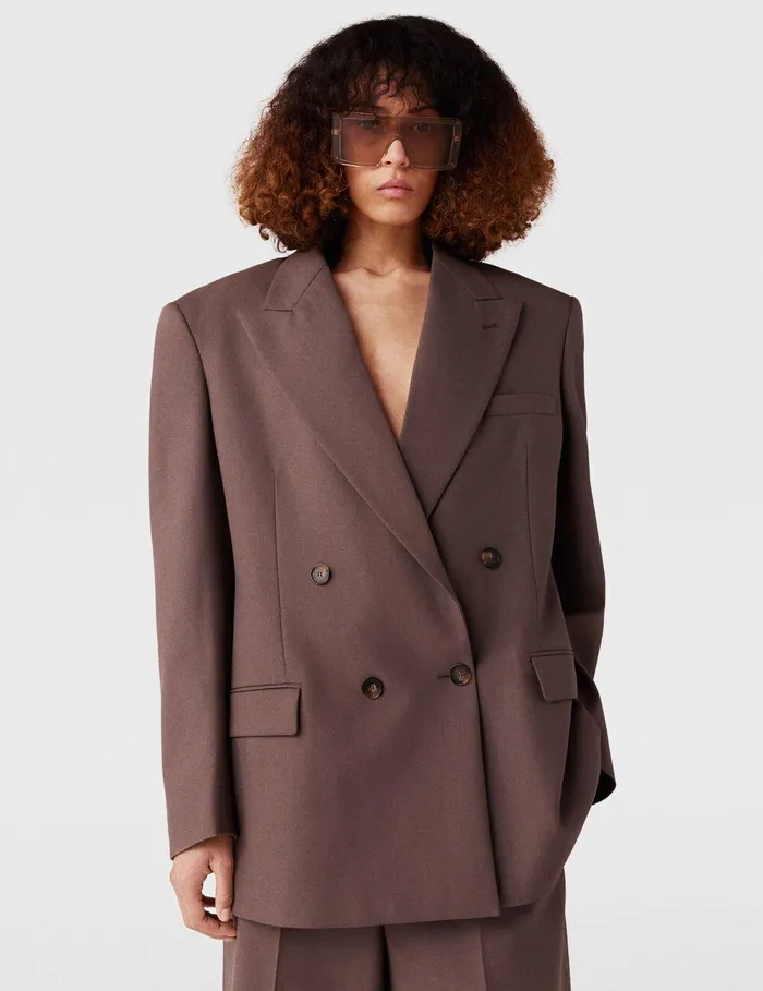 Stella McCartney Coats And Jackets Women Oversized DoubleBreasted Blazer Taupe Brown Stella McCartney Coats And Jackets Women Oversized DoubleBreasted Blazer Taupe Brown