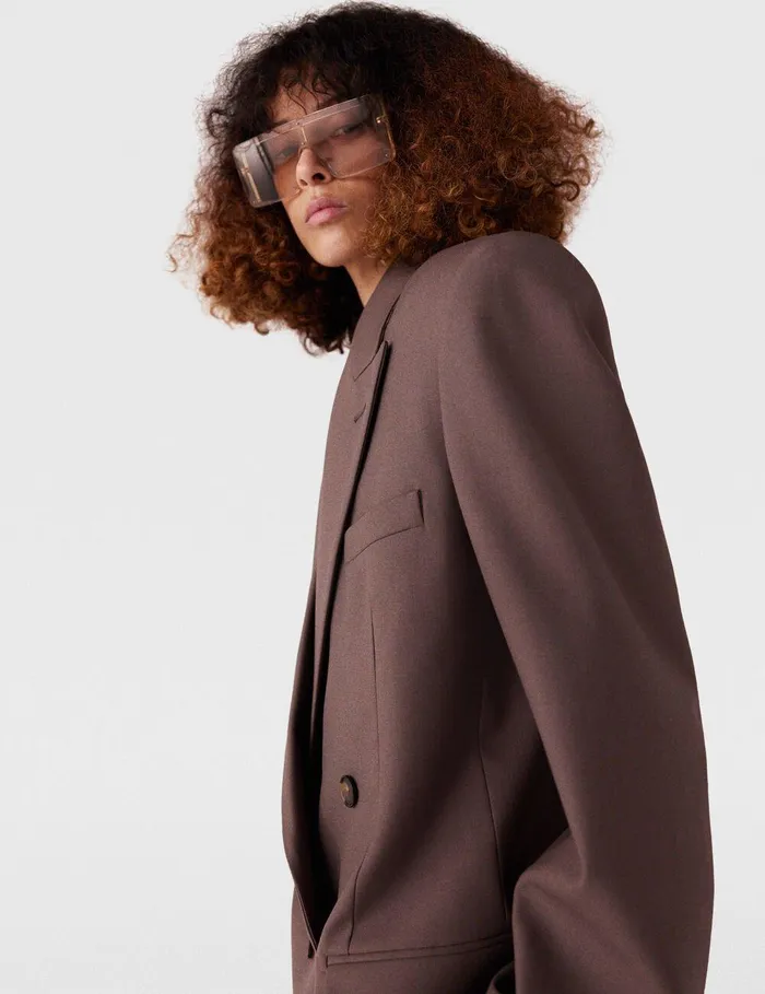 Stella McCartney Coats And Jackets Women Oversized DoubleBreasted Blazer Taupe Brown Stella McCartney Coats And Jackets Women Oversized DoubleBreasted Blazer Taupe Brown