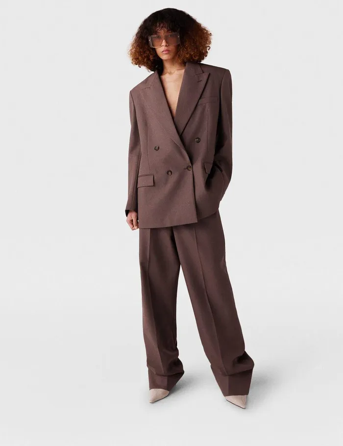 Stella McCartney Coats And Jackets Women Oversized DoubleBreasted Blazer Taupe Brown Stella McCartney Coats And Jackets Women Oversized DoubleBreasted Blazer Taupe Brown