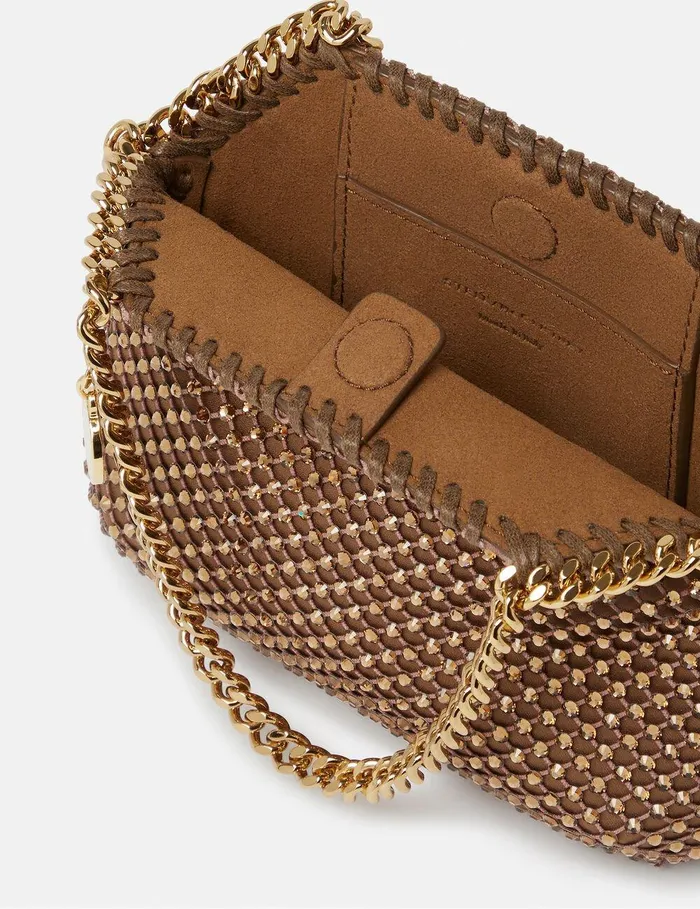Stella McCartney Crossbody Bags Women Falabella Tiny Crystal Tote Bag Metallic Brown Stella McCartney Crossbody Bags Women Falabella Tiny Crystal Tote Bag Metallic Brown