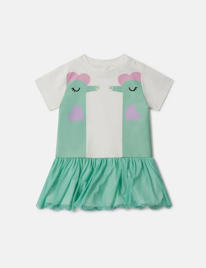 Stella McCartney Dresses and Jumpsuits Kids Double Seahorse Print TShirt Dress Whitegreen Stella McCartney Dresses and Jumpsuits Kids Double Seahorse Print TShirt Dress Whitegreen