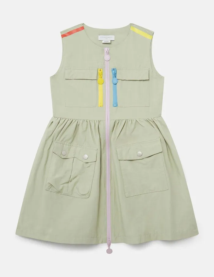 Stella McCartney Dresses and Jumpsuits Kids MultiPocket Sleeveless Dress Green Stella McCartney Dresses and Jumpsuits Kids MultiPocket Sleeveless Dress Green