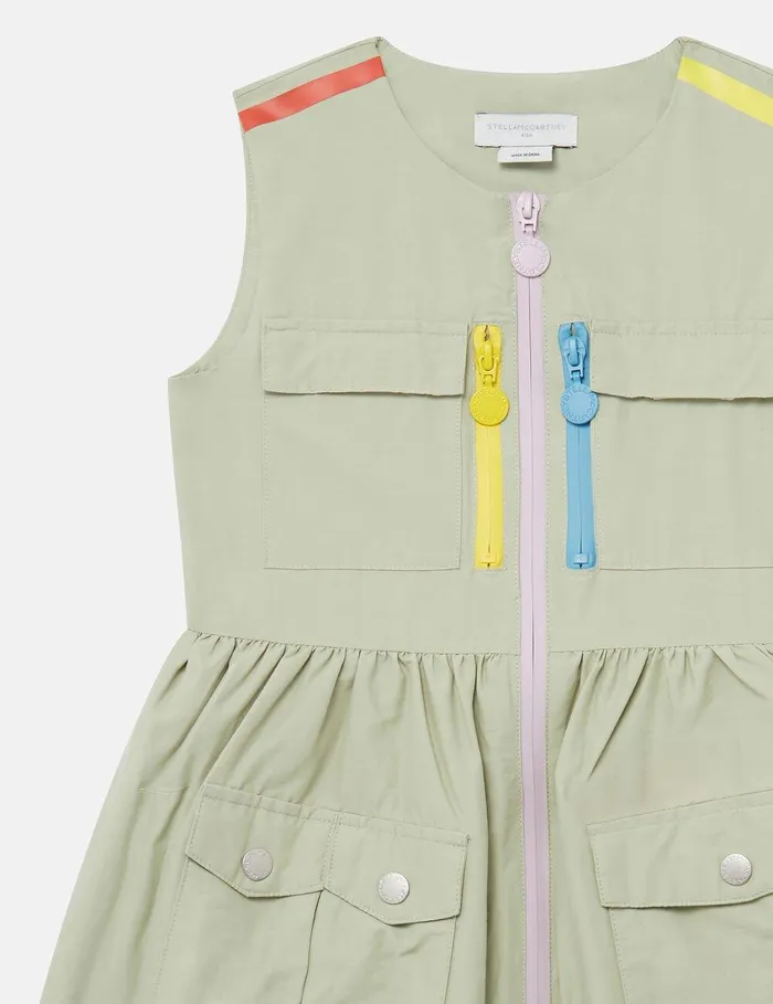 Stella McCartney Dresses and Jumpsuits Kids MultiPocket Sleeveless Dress Green Stella McCartney Dresses and Jumpsuits Kids MultiPocket Sleeveless Dress Green