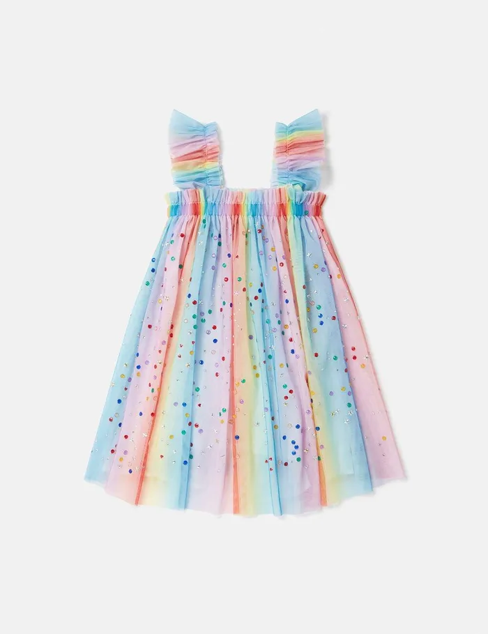 Stella McCartney Dresses and Jumpsuits Kids Rainbow Pleated Tulle Dress Multicolour Stella McCartney Dresses and Jumpsuits Kids Rainbow Pleated Tulle Dress Multicolour