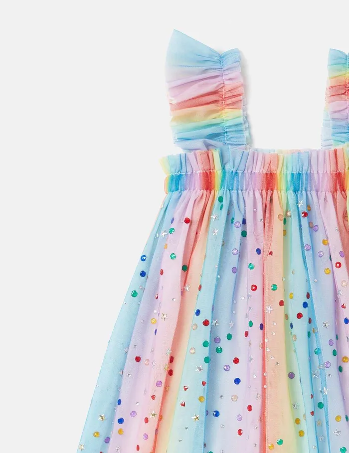 Stella McCartney Dresses and Jumpsuits Kids Rainbow Pleated Tulle Dress Multicolour Stella McCartney Dresses and Jumpsuits Kids Rainbow Pleated Tulle Dress Multicolour
