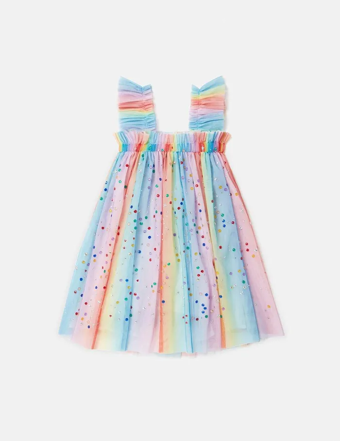 Stella McCartney Dresses and Jumpsuits Kids Rainbow Pleated Tulle Dress Multicolour Stella McCartney Dresses and Jumpsuits Kids Rainbow Pleated Tulle Dress Multicolour