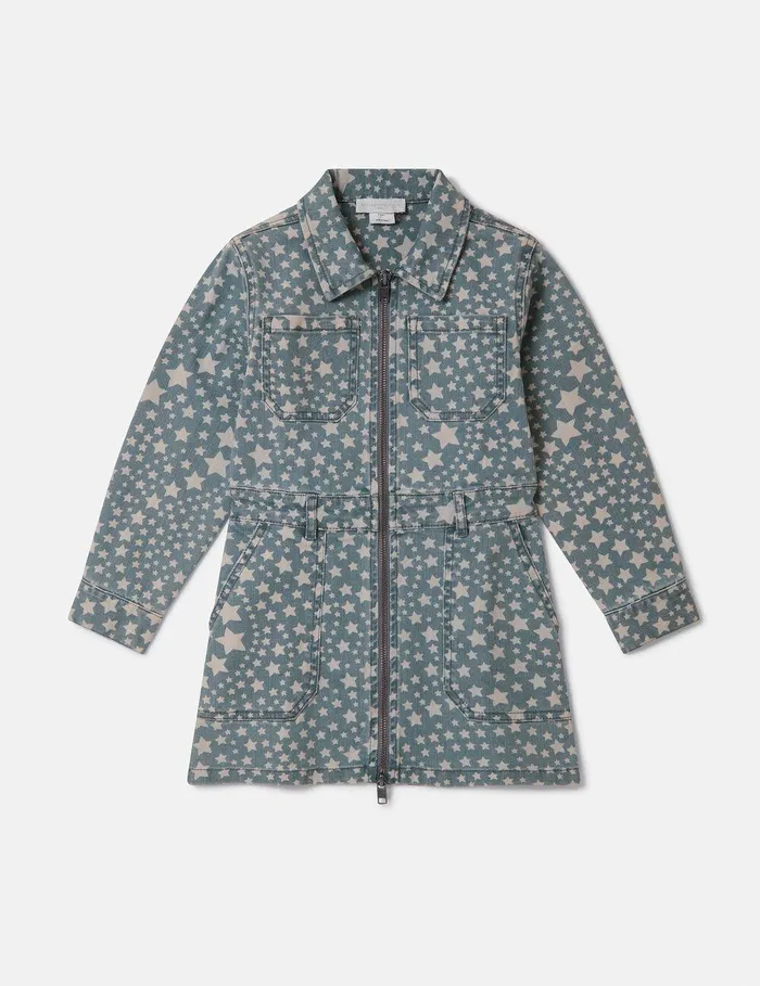 Stella McCartney Dresses and Jumpsuits Kids Star Pattern Denim Dress Bluewhite Stella McCartney Dresses and Jumpsuits Kids Star Pattern Denim Dress Bluewhite
