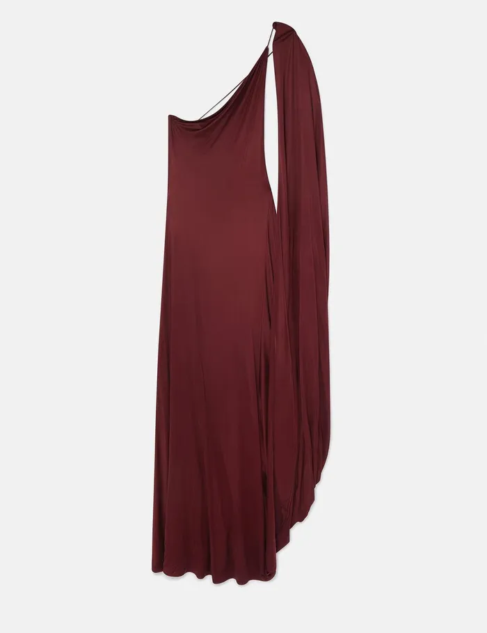 Stella McCartney Dresses Women OneShoulder Cape Gown Dark Cherry
