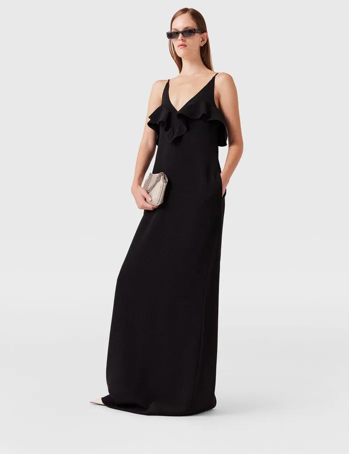 Stella McCartney Dresses Women Ruffle Tier VNeck Dress Black Stella McCartney Dresses Women Ruffle Tier VNeck Dress Black