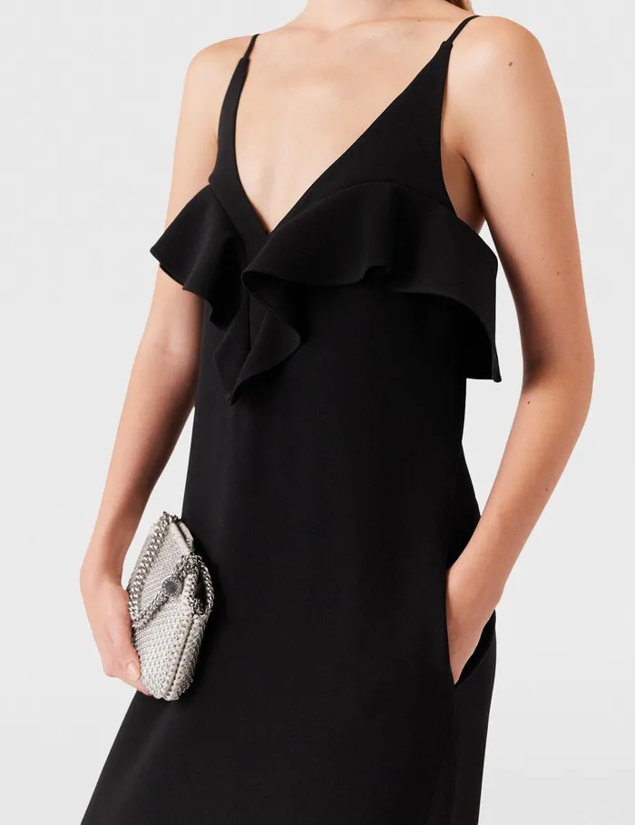 Stella McCartney Dresses Women Ruffle Tier VNeck Dress Black Stella McCartney Dresses Women Ruffle Tier VNeck Dress Black