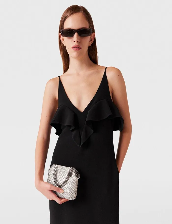 Stella McCartney Dresses Women Ruffle Tier VNeck Dress Black Stella McCartney Dresses Women Ruffle Tier VNeck Dress Black