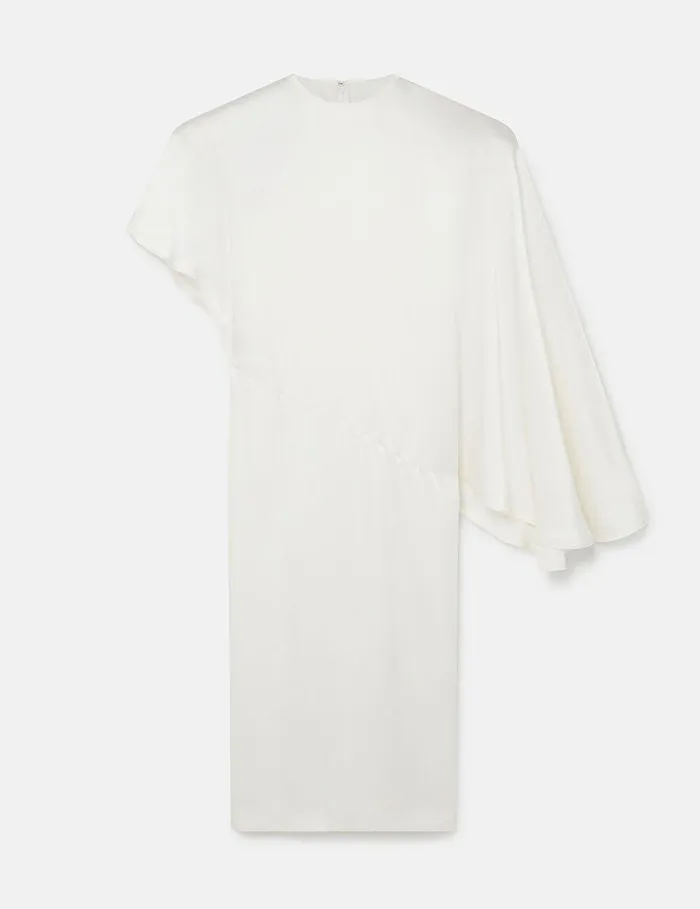 Stella McCartney Dresses Women Strong Shoulder Asymmetric Midi Dress Pure White Stella McCartney Dresses Women Strong Shoulder Asymmetric Midi Dress Pure White