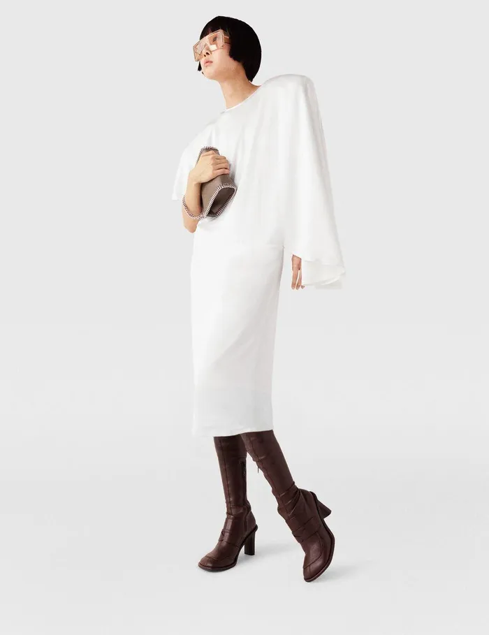 Stella McCartney Dresses Women Strong Shoulder Asymmetric Midi Dress Pure White Stella McCartney Dresses Women Strong Shoulder Asymmetric Midi Dress Pure White