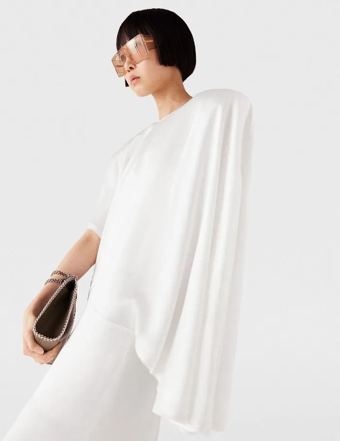 Stella McCartney Dresses Women Strong Shoulder Asymmetric Midi Dress Pure White Stella McCartney Dresses Women Strong Shoulder Asymmetric Midi Dress Pure White