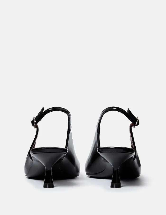 Stella McCartney Heels Women Elsa Lip Appliqu Kitten Heels Pitch Black Stella McCartney Heels Women Elsa Lip Appliqu Kitten Heels Pitch Black