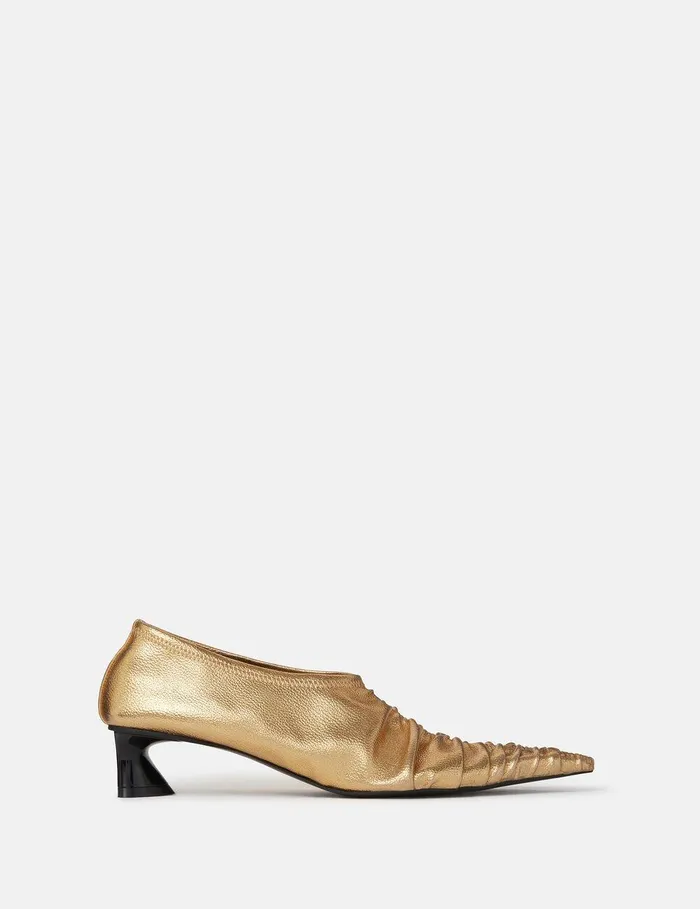 Stella McCartney Heels Women Elsa Ruched Kitten Heel Pumps Midnight Black
