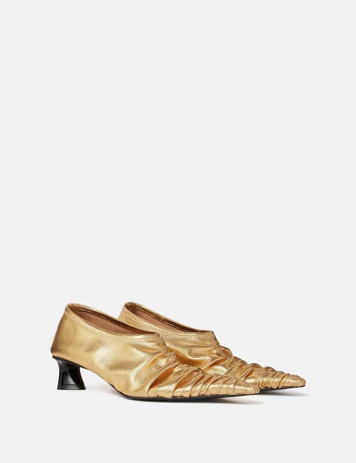 Stella McCartney Heels Women Elsa Ruched Kitten Heel Pumps Midnight Black Stella McCartney Heels Women Elsa Ruched Kitten Heel Pumps Midnight Black