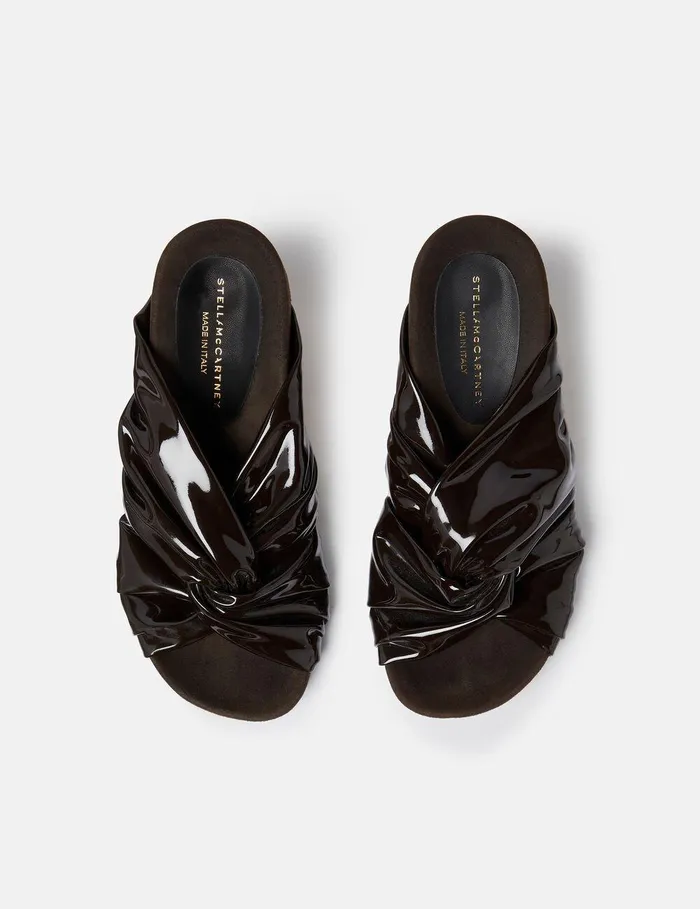 Stella McCartney Heels Women Terra Twisted AlterMat Mules Ebony Black Stella McCartney Heels Women Terra Twisted AlterMat Mules Ebony Black