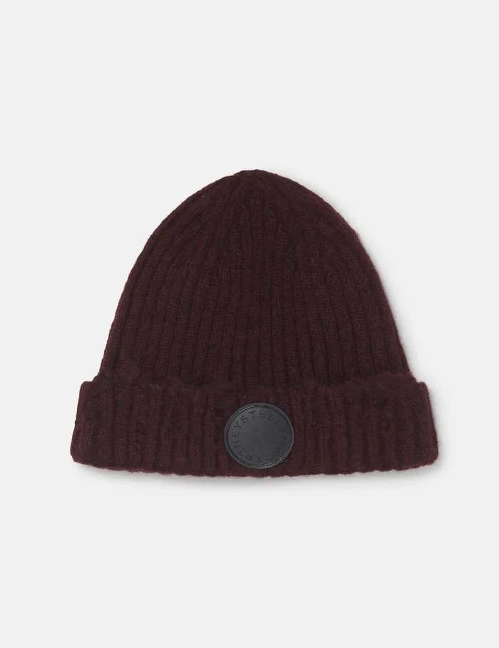 Stella McCartney Knitwear Women Distressed Ribbed Knit Beanie Chocolate Brown