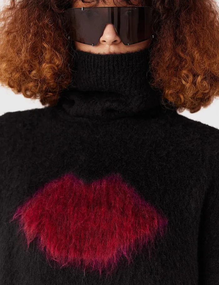 Stella McCartney Knitwear Women Lips Graphic LongSleeve Turtleneck Jumper Black Stella McCartney Knitwear Women Lips Graphic LongSleeve Turtleneck Jumper Black