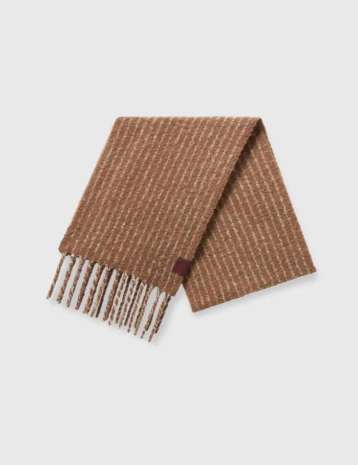 Stella McCartney Knitwear Women Pinstripe Logo Scarf Tobacco