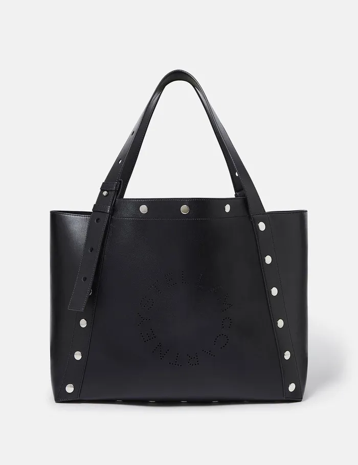 Stella McCartney Logo Bag Women Stella Studs Large Tote Bag Pitch Black