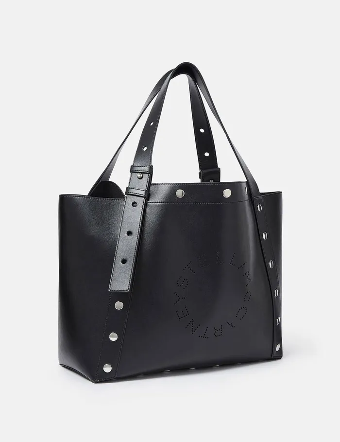 Stella McCartney Logo Bag Women Stella Studs Large Tote Bag Pitch Black